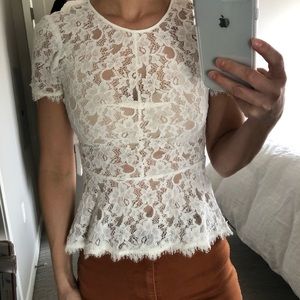 BCBG MaxAzria Lace Peplum Top